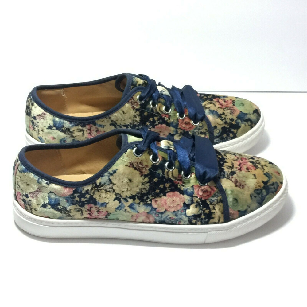Dirty Laundry Janeane Floral Velvet Low Top Lace Up‎ Womens Fashion Sneakers 8.5